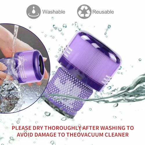 Replacement Filters Compatible with Dyson V10, 3-Pack Washable & Reusable for V10 Cyclone Animal Absolute Total Clean SV12, Part 969082-01, High Suction Performance for Pet Hair & Dust - size: 3V10