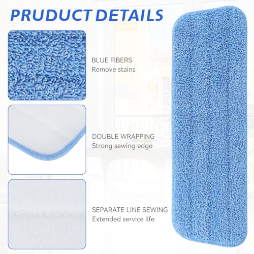 Replacement Microfiber Pad Fit for Rubbermaid Commercial 18 Inch and 17 Inch Mop - 10 Pack Wet & Dry Commercial Cleaning Reusable Refills Fit for Any Microfiber Flat Mop 18" 17" - Trapezium - color: 18 Inch-10pack-blue-new