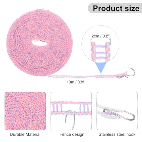 uxcell 2pcs Windproof Clothesline, 10M 33ft Plastic Non-Slip Clothes Drying Rope Portable Travel Clothesline for Courtyard Outdoor Laundry Camping, Purple - color: Purple, size: 32.8ft