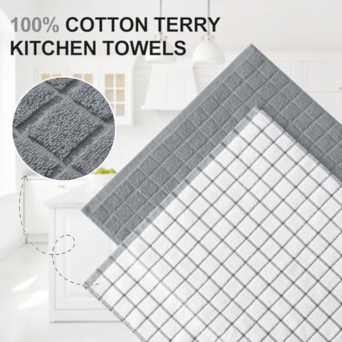 Homaxy Large Premium Cotton Kitchen Towels 16"x 28", 6 Pack, Grey - color: Grey, size: 16" X 28" - 6 Pack