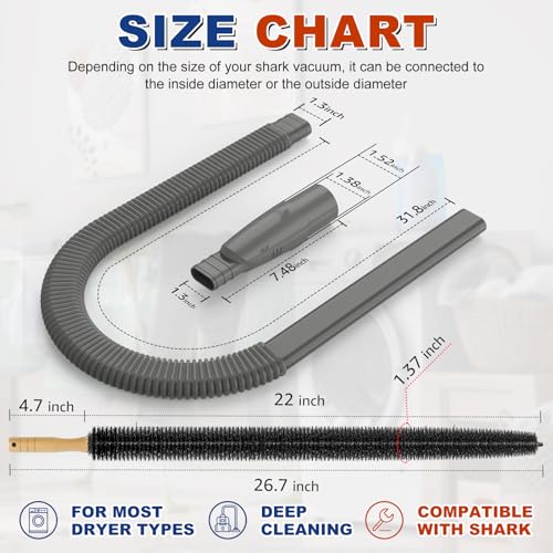 Sealegend Dryer Lint Vacuum Atttachments for Shark NV360,NV350,NV500, NV501 - color: Black&Grey