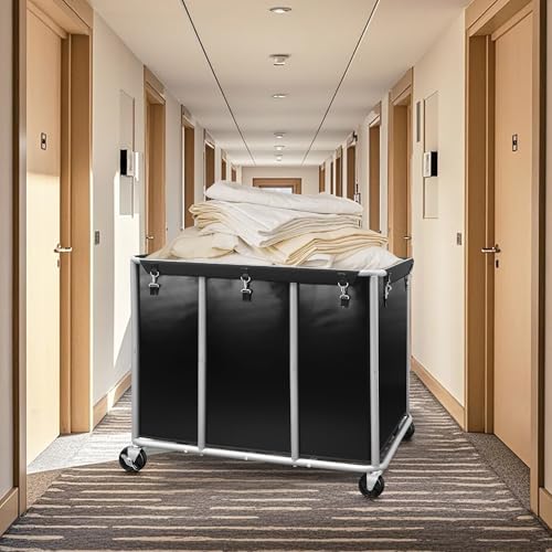 STORAGE MANIAC Commercial Laundry Cart with Wheels, 420L Black