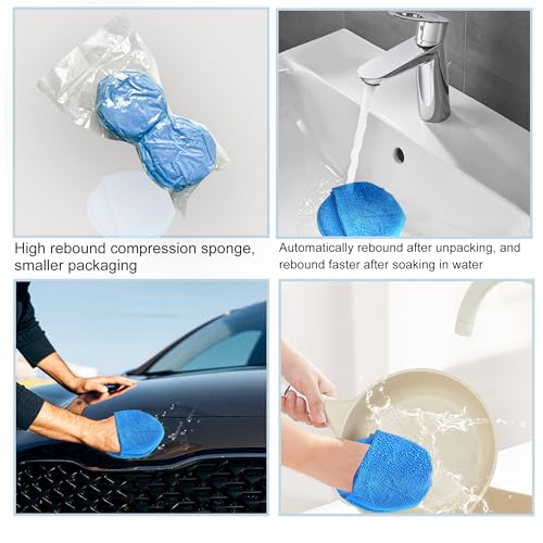 AutoCare Microfiber Wax Pads, Finger Pocket, 5in Blue Car Detailing Sponge, Pack 10