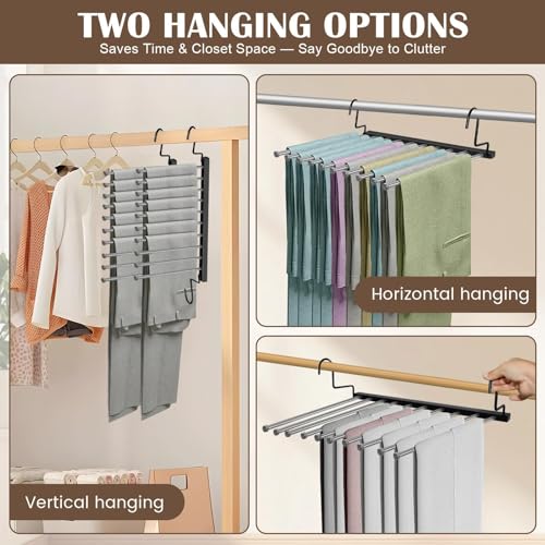 Pants Hangers Space Saving for Closet: 10 Layer Metal Jean Hanger
