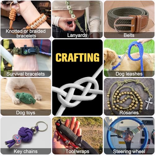 Paracord Rope 750 lb - 200ft 5/32" Parachute Cord 4MM 12-Strand para Cord - Heavy Duty Spool String for Survival,Camping Gear, Survival Bracelet, Clothesline - White - color: White, size: 200ft