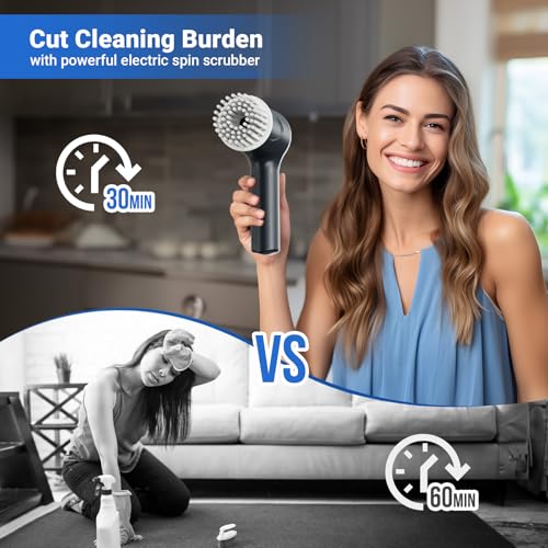 PUFTEM Electric Spin Scrubber, Cordless Shower Scrubber, Gray - color: Gray