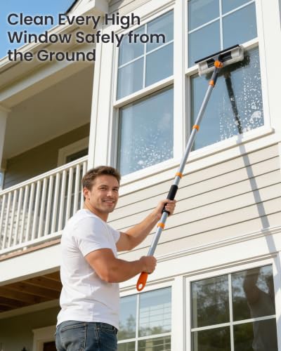 MASTERTOP 64'' Window Squeegee, 2-in-1 Rotatable Window Cleaner Tool