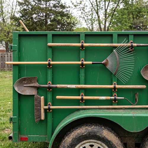 4 Pack Shovel Holder Wall Mount for Truck & Trailer, Adjustable Rubber-Coated Clamp for Shovel, Broom & Rake,Axe (0.6"–1.43"), Tool Holder for Overlanding, Off-Road, Work Truck & Garage,Orange - color: Orange, size: 4 Pack