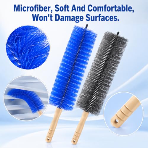 2 PCS Fan Cleaning Brush, Bendable Cobweb Duster with Microfiber Head, Reusable