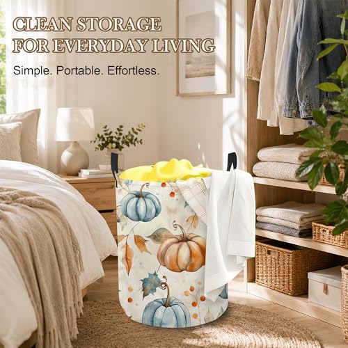 Fall Pumpkins Laundry Basket, Maple Leaves Collapsible Laundry Hamper Waterproof Oxford Cloth With Handles, Clothes Storage Bucket For Bathroom/Bedroom 16" x 20.8" - color: Fall Pumpkins