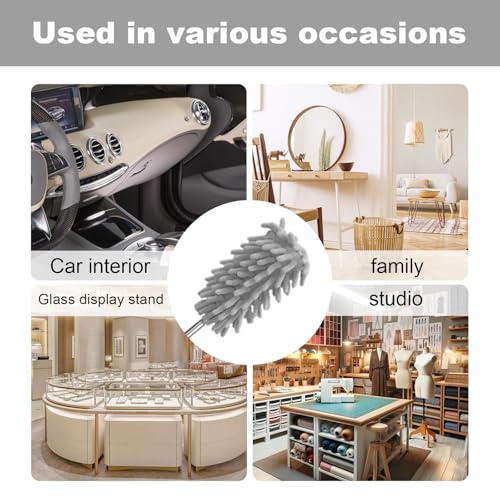 Microfiber Feather Duster with 29 in Telescoping Pole and Bendable Head for Ceiling Fans, Ceilings, Blinds, Furniture and Cars, Gray - color: Gray