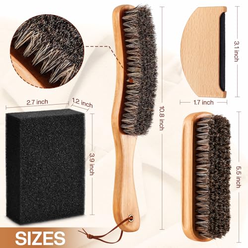 4 Pcs Horsehair Felt Hat Brush Kit with Cleaning Sponge Cowboy Clean Hat Wood Fedora Hat Cleaning Set Baseball Cap Lint Brush Remove Dust for Hair Furniture Suits Clothes(Style H) - style: Style H