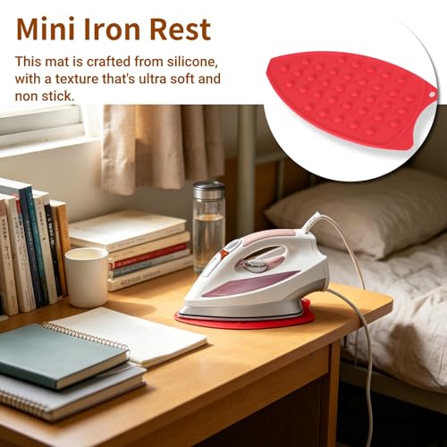 Mini Iron Rest, Silicone Iron Rest Pad Protective Pads with Wall Hole and Multicolor for Ironing Board (Red) - color: Red