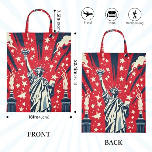 Travel Laundry Bags 2 PC Wet Dry Bag with Handle Dirty Clothes Organizer for Swimsuits Beach Camping Waterproof Washable July 4th Statue Of Liberty Red - color: July 4th Statue of Liberty Red
