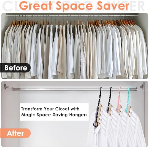 Magic Clothes Hangers Space Saving, Premium Closet Organizers and Storage, Sturdy Plastic Cascading Hanger with 360° Swivel Hooks for 20 Heavy Clothes, College Dorm Room Essentials for Girls, 4 Pack - color: Multicolor 4 Pack Hangers for 20 Clothes