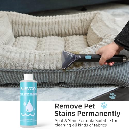 Slevoo 450W Portable Carpet Cleaner Machine with 1 Bottle Cleaning Solutions, Strong Suction Upholstery and Furniture Cleaner for Cleaning Stairs, Car Interiors, for Pet Footprint, Dust, Oil (Blue) - color: Blue