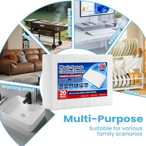 20 Pack 2X Compressed Magic Eraser Sponge, Thick Melamine Cleaning Sponge