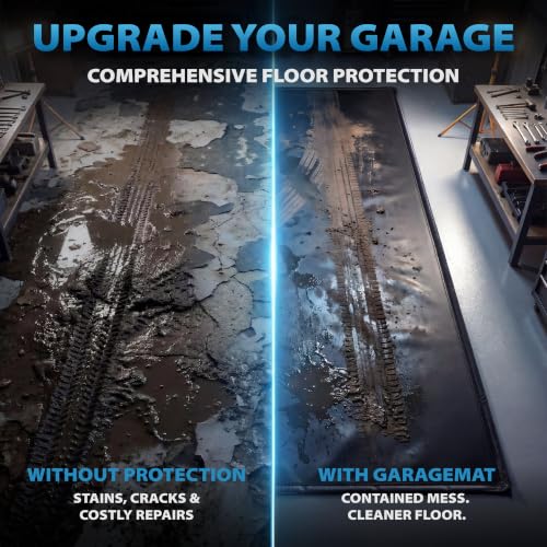 7'9" x 16' Garage Floor Mat, 610GSM PVC Containment Mat for Cars - size: 7'9"x16'
