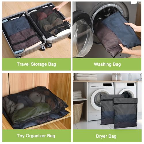 OTraki 2 Pack Durable Laundry Bags with Zipper 20 x 24 Inch, Black - size: 20 x 24 inch