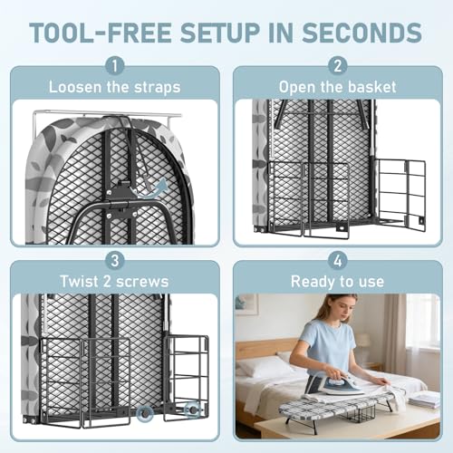 Tabletop Ironing Board with Iron Holder, Foldable Mini Small Iron Board, Iron Rest & Hanger Hook, Heat Dirt Resistant Cover, Portable for Travel Apartment Sewing Laundry - color: Gray