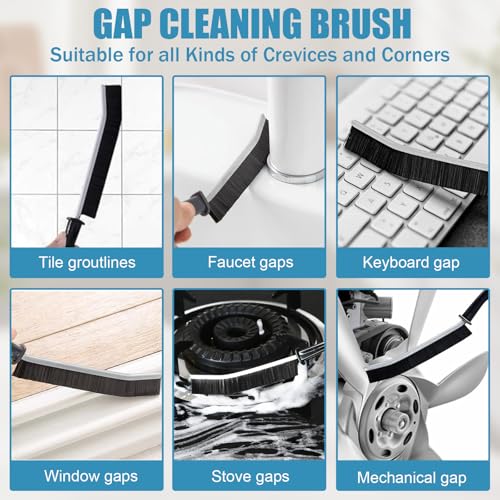 2Pcs Crevice Cleaning Brush, Multifunctional Hard Bristle Brush for Narrow Spaces, Cleaning Tool for Toilet, Faucets, Grout