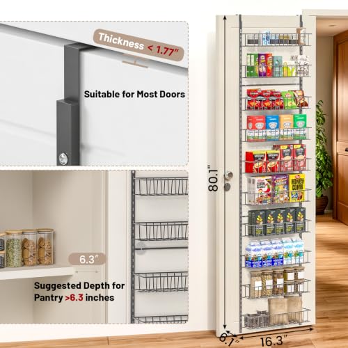 ElegantArray 10-Tier Pantry Door Organizer, Deep Gray - color: Deep Gray, size: 10-Tier
