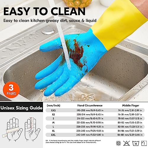 Vgo... Cleaning Gloves,Dishwashing,Kitchen,Heavy Duty,Reusable - size: Medium(3 Pairs)