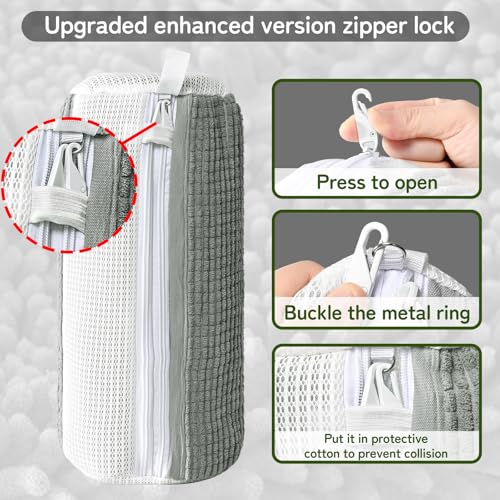 Anybar Shoe Washing Machine Bag Sneaker Laundry Bags Cleaning Shoes- for Washer and Dryer Microfiber Sneakers Shoe Wash Bag with Self Locking Zipper 2PCS Reusable Cleaner Bags (Grey) - color: Grey