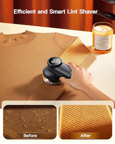 coldSky Rechargeable Fabric Shaver, Lint Shaver with Digital Display, Sweater Shaver with 6-Leaf Blades and Safety Lock, 3-Speeds Defuzzer Remove Fuzz, Pills from Clothes, Furniture, Sofa, Dark Gray - color: Dark Grey