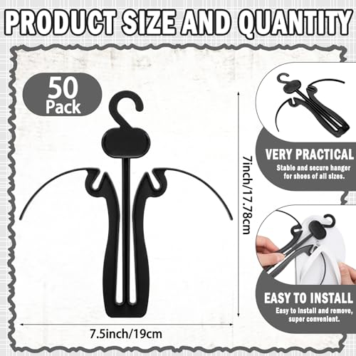 Novabright 50 Pack Sandal Hangers, 7 Inch Plastic Flip Flop Hooks, Black - color: Black