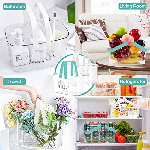 2 Pack Plastic Shower Caddy Basket for Bathroom (White+Cyan) - color: White+Cyan
