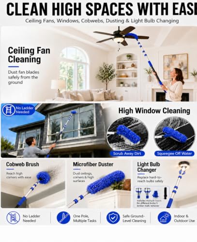 26 FT Light Bulb Changer for High Ceilings with Telescoping Extension Pole - color: Blue, size: 20 FT