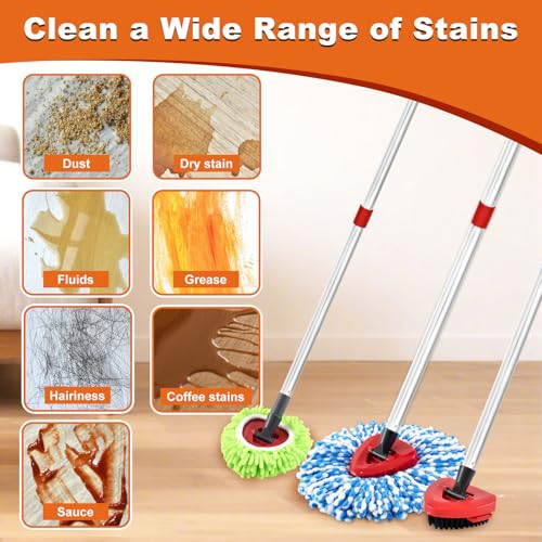 6pcs Mop Head Refills for O Cedar RinseClean 2 Tank Spin Mop System - color: 2blue+2green+2red