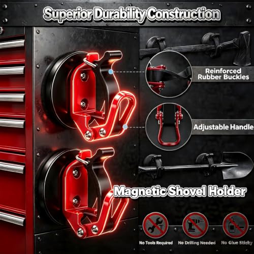 2 Pack Magnetic Shovel Holder for Truck, Heavy Duty Shovel Mounts