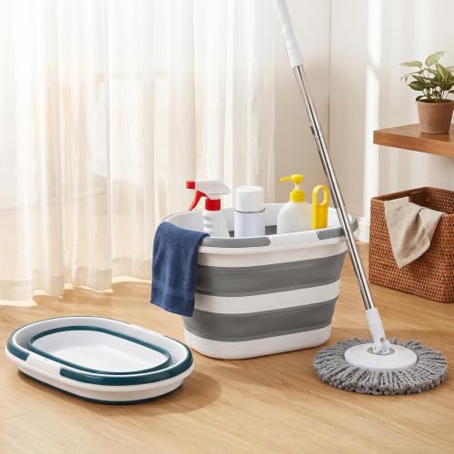 Coloch 2 Pack 16L/4.2 Gallon Collapsible Plastic Bucket, Foldable Mop Bucket Laundry Basket with Handle, Portable Water Pail Space-Saving Bucket for House Cleaning, Car Washing, Fishing, Camping