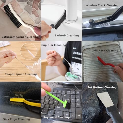 CRAFNEW 18Pcs Crevice Cleaning Brush Set, Cleaning Tools for Tight Spaces