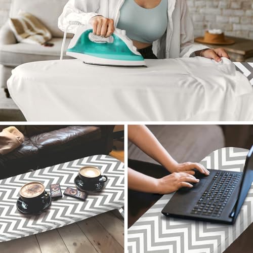 Folding Ironing Board for Small Space, RAINHOL 31"x 12" Gray White Stripes - color: Grey Stripe, size: Steel Mesh