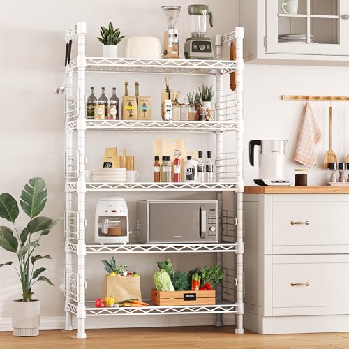 FUTASSI Large Metal Storage Rack, Storage Organizer Shelves for Kitchen - color: White, size: 9.4 x 29.5 x 59.2