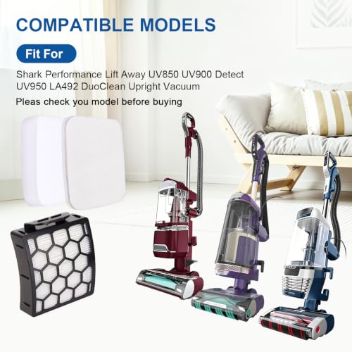 Vacuum Filters Replacement for Shark Performance Lift Away UV850 UV900 Detect UV950 LA492 DuoClean Upright Vacuum - 1 HEPA Filter, 2 Foam & 2 Faux Felt Filters - color: For UV850 etc - 1 HEPA Filter, 2 Foam & 2 Faux Felt Filters