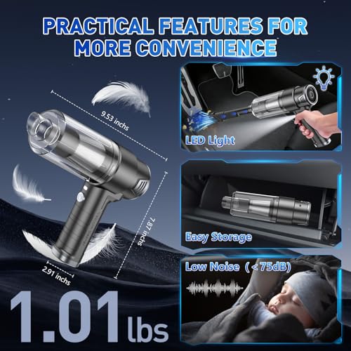 KMM Handheld Car Vacuum Cleaner, 10000PA Hand Held Vacuum & Air Duster - color: Silver & Black