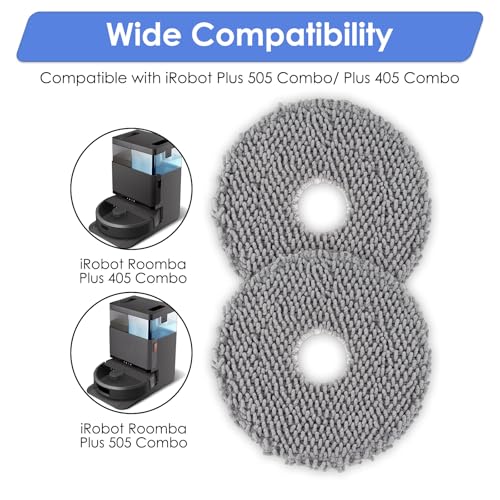 (4 Pack) Plus 505 Combo Replacement Mop Pads Compatible with iRobot Plus 505 Combo robot + AutoWash dock/Plus 405 Combo Robot Vacuum, Mop Cloths Accessories - color: Plus 505 Combo Mop Pad(4 Pieces)