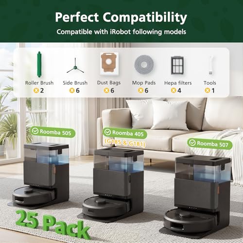 25 Pcs Replacement Parts for iRobot Roomba 505X/Plus 405/505/507 Combo