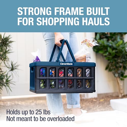CleverMade Eco Collapsible Shopping Basket with Handles, 24L Ocean, 3 Pack - color: Ocean, size: 24l - 3 Pack