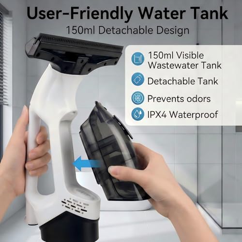 Window Vacuum Squeegee Cordless, 2000Pa & 2200mAh Electric Window Cleaner