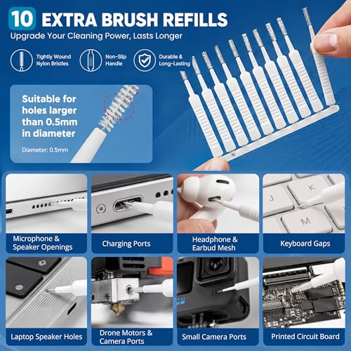 57-Piece Phone Cleaning Kit with 10 Mini Brushes for iPhone, Black - color: Black (57PCS)