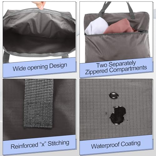 Oudain 2 Pcs Travel Laundry Bags Waterproof Dirty Clothes Bag, Gray - color: Gray