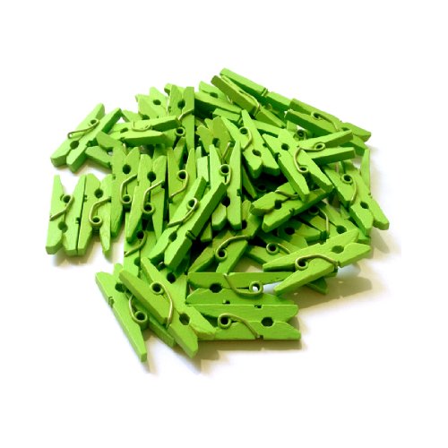 LWR CRAFTS Wooden Mini Clothespins 200 Per Pack 1" 2.5cm (Lime Green) - color: Lime Green
