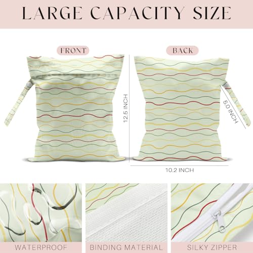 Wet Bag for Swimsuit, Beach Travel Essentials Wet Dry Bag, for Sunscreen Toiletry Dirty Clothes Yoga Gym Diaper, Friends Summer Beach Vacation Gifts. Colorful wavy stripes - color: Colorful Wavy Stripes