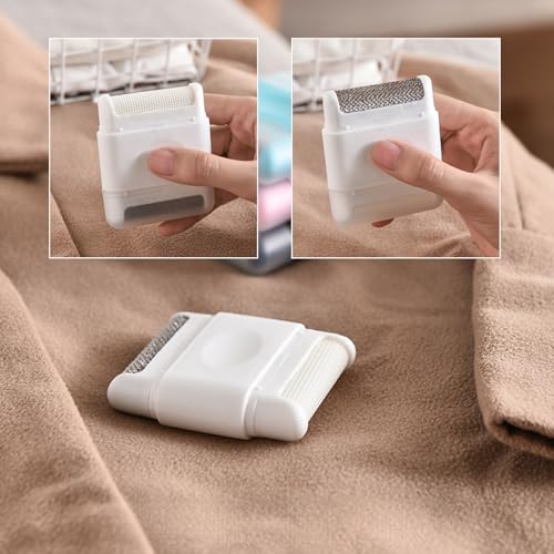Portable Lint Remover and Brush Tool – Manual Fabric Shaver for Clothes, Sweater Fuzz and Pet Hair Removal(White) - color: White