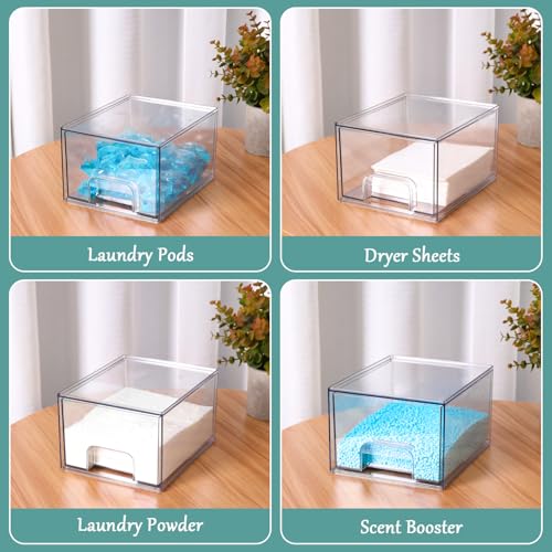 Laundry Pods Container and Dryer Sheet Holder Set, Dishwasher Pods Holder Set, Detergent Pods Storage Box, Scent Booster And Laundry Powder Dispenser Orangizer For Laundry Room, 4 PACK - color: 4P